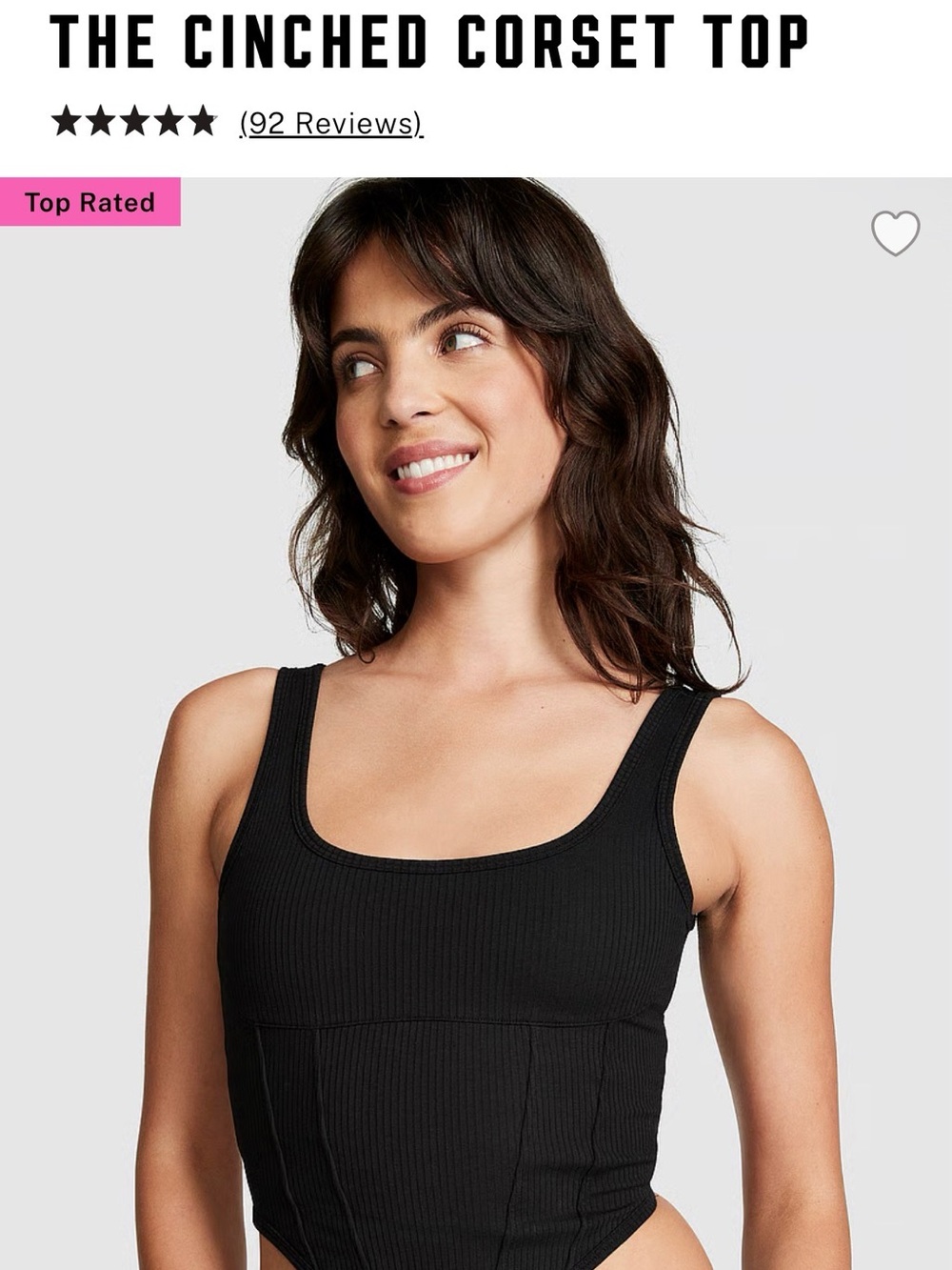 PINK Victoria's Secret Black Ribbed Racerback Tank